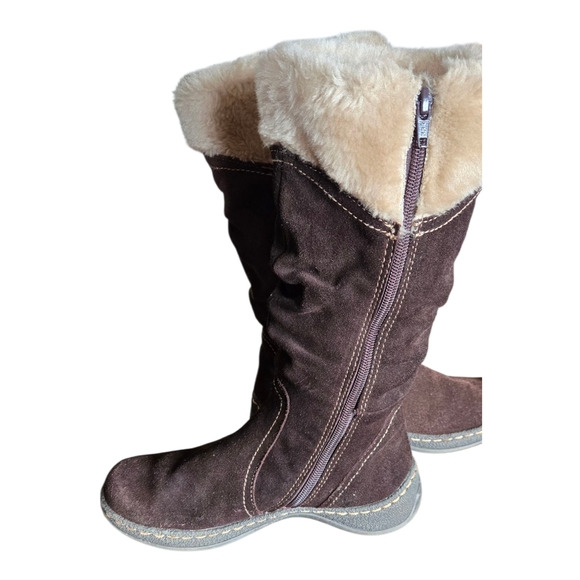 Bare Trap Women's Brown Suede Boots with Cream Fur Lining Size 7 - Picture 3 of 12